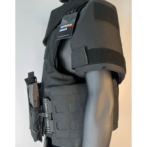 Бронежилет разгрузочный UNIVERSAL ARMOR в Балаково (СВМПЭ + бронеплиты Бр5 класса) черный