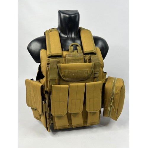 Тактический разгрузочный жилет «5 / пять карманов» с подсумками Tactical Molle Plate Carrier для съемных бронепластин в Балаково